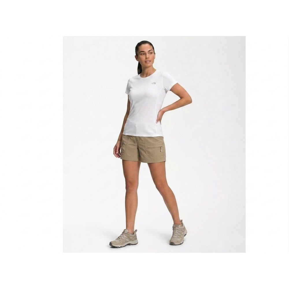 The North Face Womens Size 8 Khaki Tan Hiking Cargo Shorts Nylon Multi Pocket